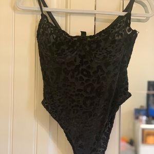 Black cheetah print bodysuit